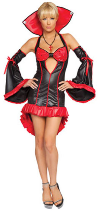Sexy Black Red Acrylic PU Women's Demon Costume