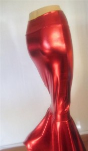 Red Metallic Fishtail Skirt
