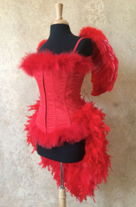 Red Angel Burlesque Feather Costume by Fantasy Masquerades