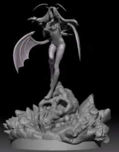 Morrigan Aensland Darkstalkers - 3D Fanart Grey Turntable by Metta Coraima